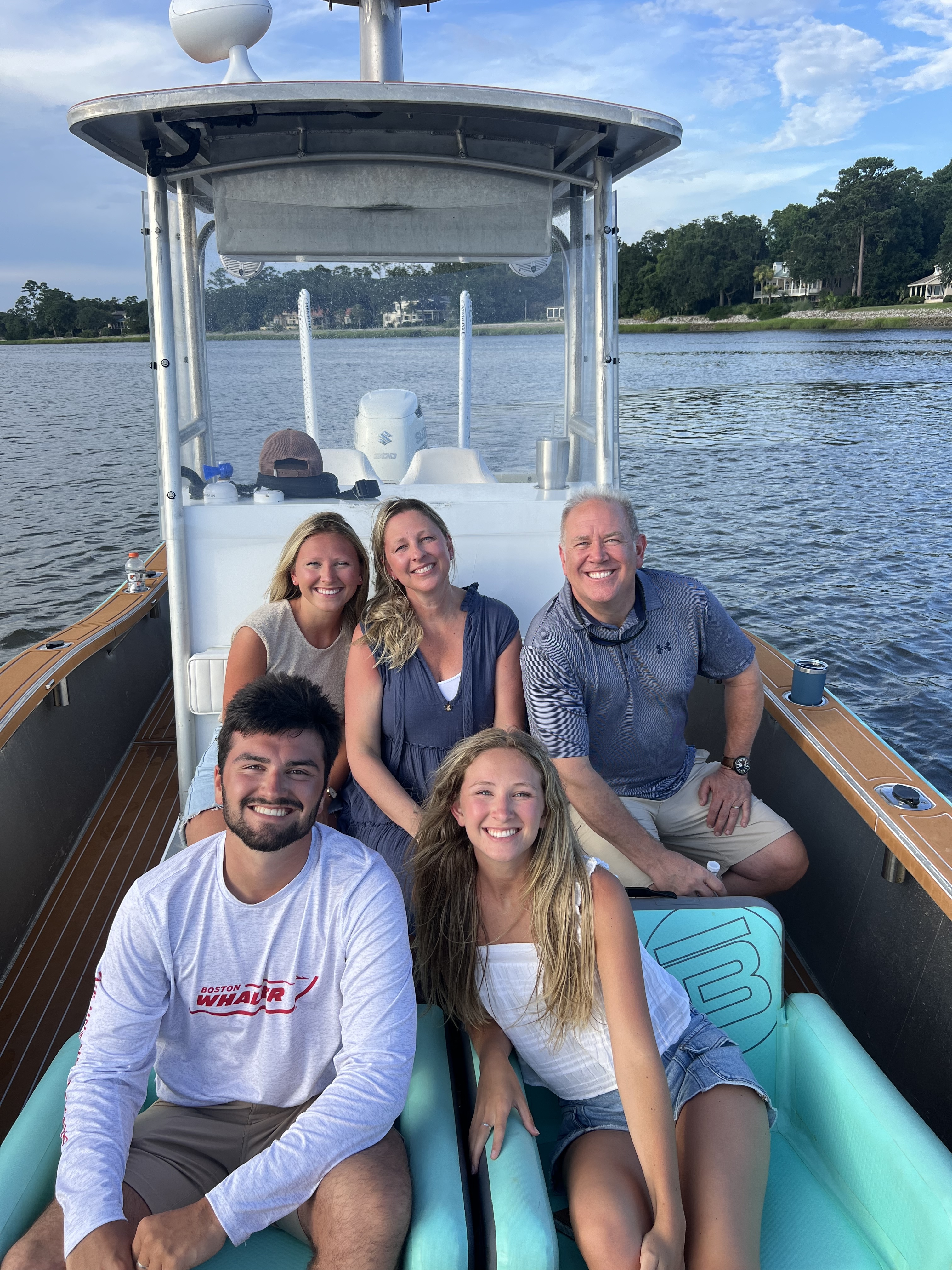 Seating at the bow of the boat